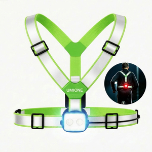 Custom IPX6 Waterproof Rechargeable LED Running Light with Double Straps Reflective Safety Vest Night Warning LED Chest Light