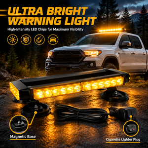 12 24V Magnetic Suction Cup LED Strobe Warning Light Bar Amber Emergency Flashing Lamp for Offroad Trucks