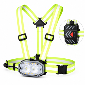 Rechargeable LED Running Chest Light with Reflective Vest Motion Sensor USB Type C ABS IP44 Safety Lamp Night Jogging Cycling
