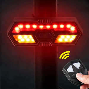 USB Rechargeable Smart Bike Tail Light with LED Bicycle Turn Signals Remote Control Rear Bike Warning Back Lights Bike Alarm