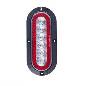 6 Inch Oval LED Light Surface Mount With Reflex Reflector, STOP/TAIL/TURN, Truck Trailer Tail Light SAE/DOT/FMVSS108 Compliant